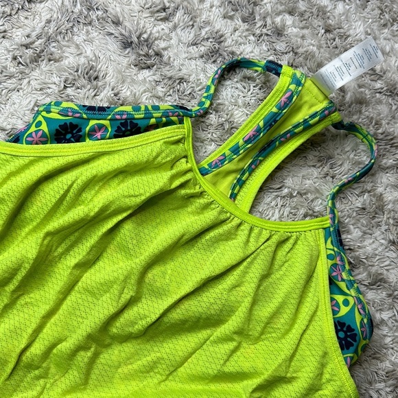 Ivivva by Lululemon 10/12 neon yellow, teal blue  and pink built in bra - Picture 8 of 16